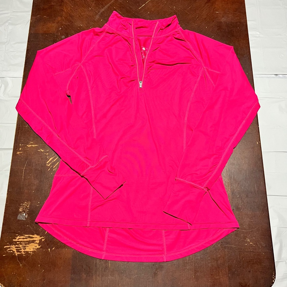 Tangerine Women Quarter Zip Performance Top Pink Ruch Thumbhole Large FW9088C298
